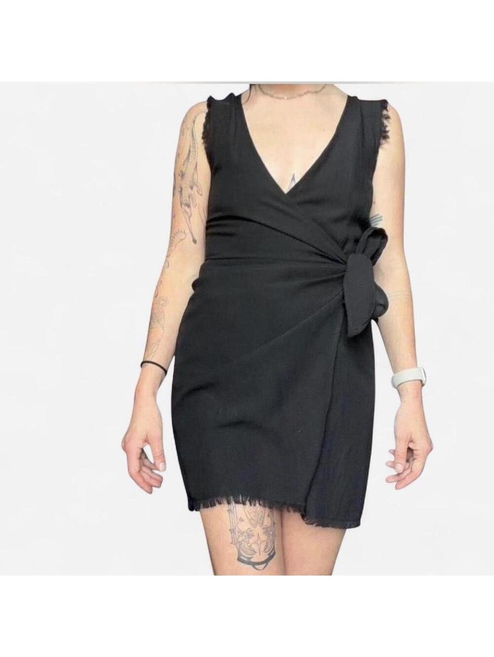 Black mini wrap dress with fringe #goth #grunge #whimsygoth
